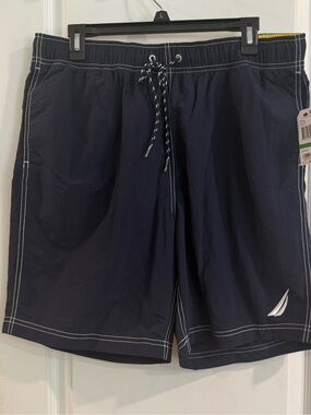Nautica Men's Dark Navy Swim Shorts with Back Pocket